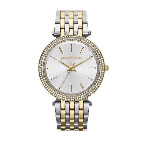 silver and gold michael kors women's watch